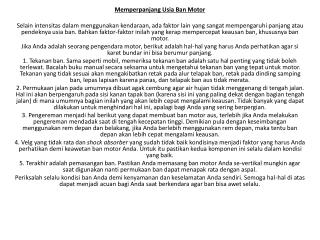 Memperpanjang Usia Ban Motor