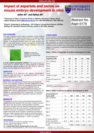 Impact of aspartate and serine on mouse embryo development in vitro