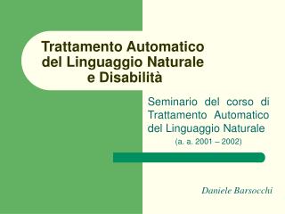 Trattamento Automatico del Linguaggio Naturale e Disabilità
