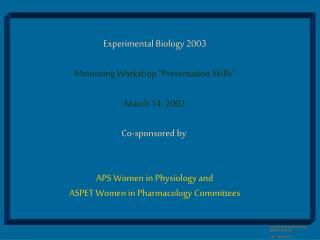 American Physiological Society EB2003, workshop CML, CWRU, 4/03