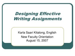 Designing Effective Writing Assignments