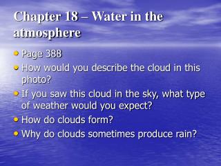 Chapter 18 – Water in the atmosphere