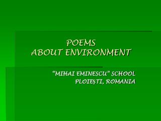 POEMS ABOUT ENVIRONMENT