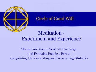 Meditation - Experiment and Experience