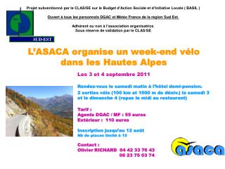L’ASACA organise un week-end vélo dans les Hautes Alpes