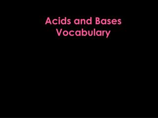 Acids and Bases Vocabulary