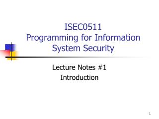 ISEC0511 Programming for Information System Security