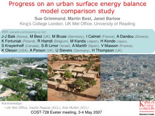 Progress on an urban surface energy balance model comparison study