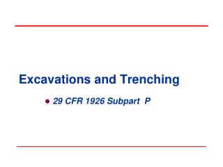 Excavations and Trenching