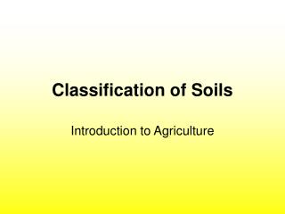 Classification of Soils