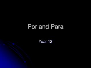 Por and Para