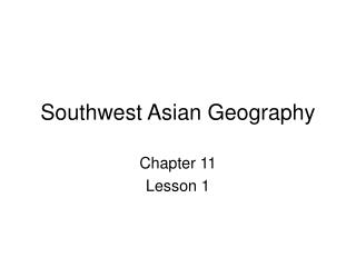 Southwest Asian Geography