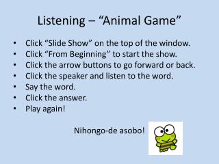 Listening – “Animal Game”