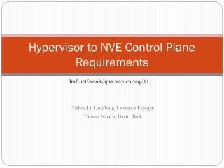 Hypervisor to NVE Control Plane Requirements