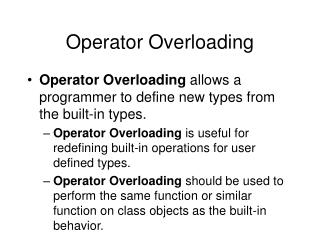 Operator Overloading