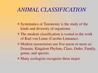 ANIMAL CLASSIFICATION