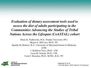 JOURNAL OF THE AMERICAN DIETETIC ASSOCIATION