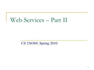 Web Services – Part II