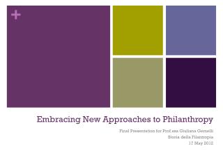 Embracing New Approaches to Philanthropy