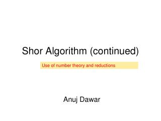 Shor Algorithm (continued)