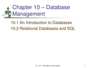 Chapter 10 – Database Management