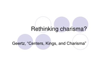 Rethinking charisma?