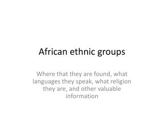 African ethnic groups