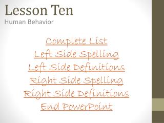 Lesson Ten