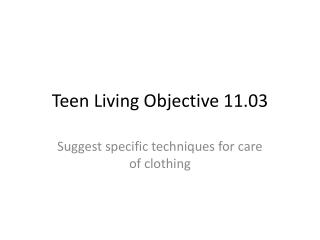 Teen Living Objective 11.03