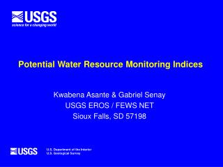 Potential Water Resource Monitoring Indices