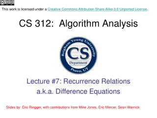 CS 312: Algorithm Analysis