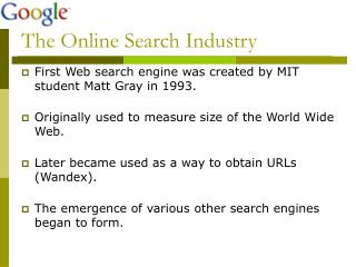 The Online Search Industry