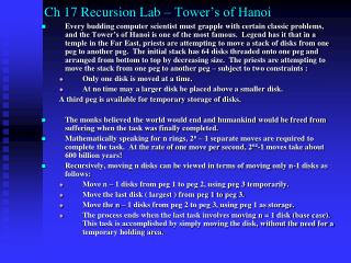 Ch 17 Recursion Lab – Tower’s of Hanoi