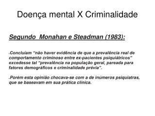 Doença mental X Criminalidade