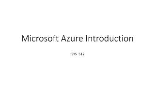 Microsoft Azure Introduction