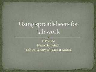 Using spreadsheets for lab work