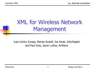 XML for Wireless Network Management