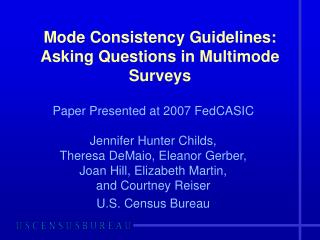 Mode Consistency Guidelines: Asking Questions in Multimode Surveys
