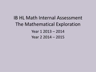 IB HL Math Internal Assessment The Mathematical Exploration