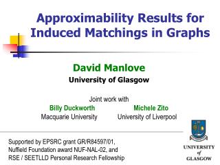 Approximability Results for Induced Matchings in Graphs