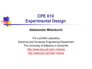 CPE 619 Experimental Design