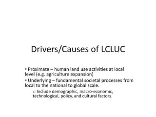 Drivers/Causes of LCLUC