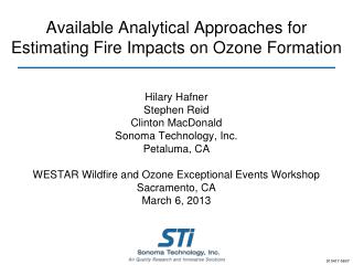 Available Analytical Approaches for Estimating Fire Impacts on Ozone Formation