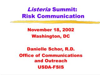 Listeria Summit: Risk Communication