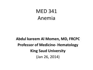 MED 341 Anemia