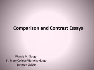 Comparison and Contrast Essays