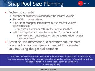 Snap Pool Size Planning