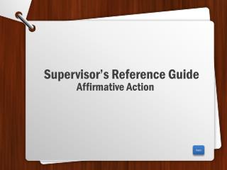 Supervisor’s Reference Guide