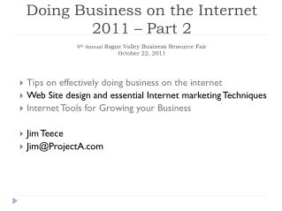 Tips on effectively doing business on the internet