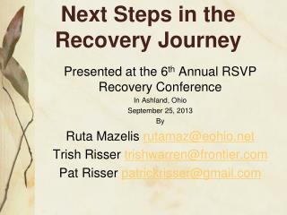 Next Steps in the Recovery Journey